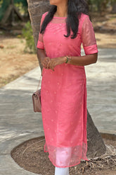 Pink organza kurti